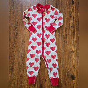 Hanna Andersson 18-24 Month Cream and Red Heart Footie Hannajams Pajamas